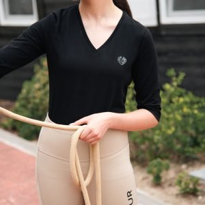 Dhãvati Women’s Black V-Neck T-Shirt with Swarovski® Crystals