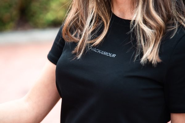 Dhãvati Women’s Black T-Shirt with Swarovski® Crystals - Image 7
