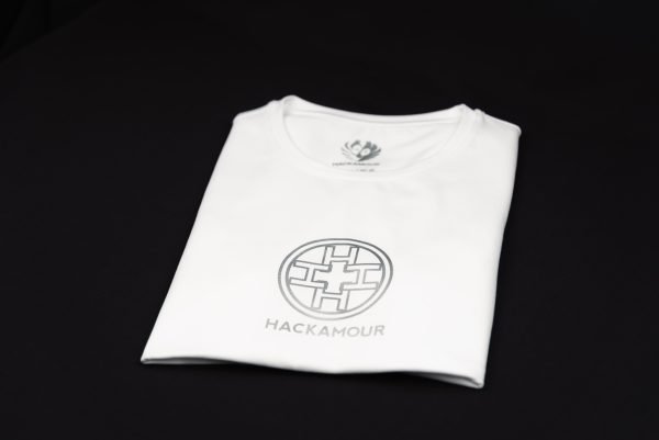 Hackamour 4H - Silver on White Woman T-Shirt - Image 4