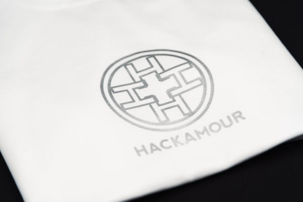 Hackamour 4H - Silver on White Woman T-Shirt - Image 2