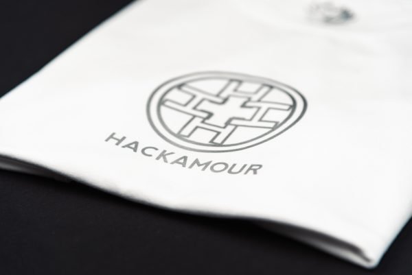 Hackamour 4H - Silver on White Woman T-Shirt - Image 5