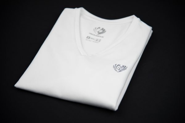 Dhãvati Women’s White V-Neck T-Shirt with Swarovski® Crystals - immagine 8